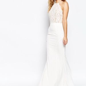 Jarlo high neck lace dress with tie back